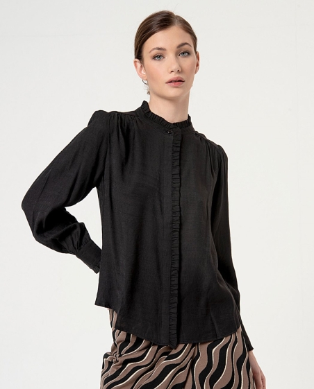 BLUSA M/L MAO VOLANTE