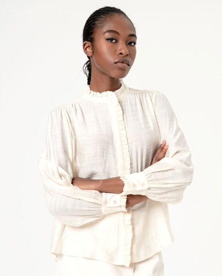 BLUSA M/L MAO VOLANTE