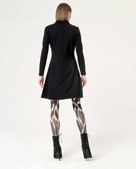 VESTIDO LISO NEGRO DE PICO MANGA LARGA SURKANA 554NERA711