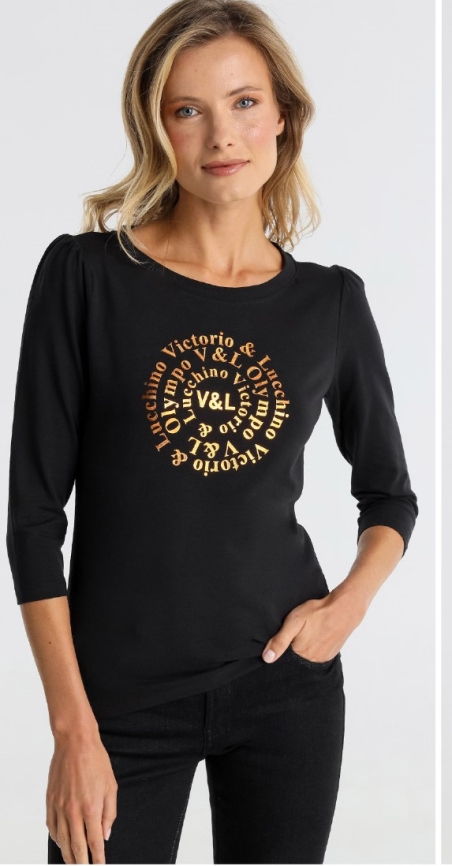 CAMISETA ALGODON  MANGA FRANCESA LETRAS V&L 140770