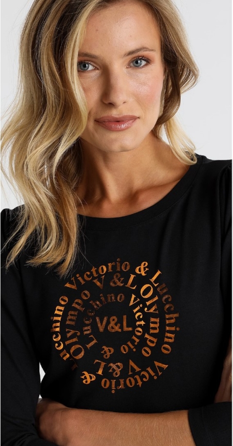 CAMISETA ALGODON  MANGA FRANCESA LETRAS V&L 140770 2