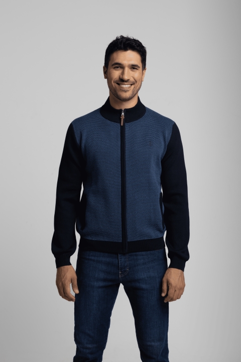 CHAQUETA PUNTO HOMBRE CREMALLERA COMBINADA JASPEADA 11434TAI 2