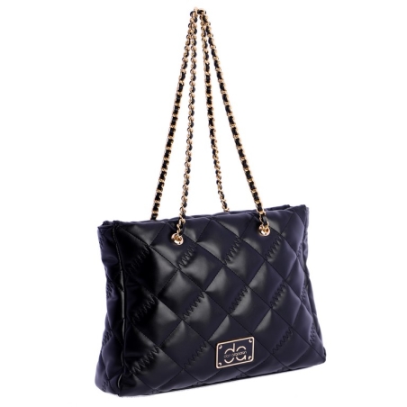 BOLSO NEGRO  ACOLCHADO GRANDE CADENA DORADA DON ALGODON 7826