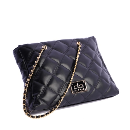 BOLSO NEGRO  ACOLCHADO GRANDE CADENA DORADA DON ALGODON 7826