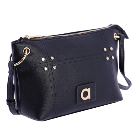 BOLSO NEGRO BANDOLERA TACHUELAS DORADAS AMICHI OQI5328