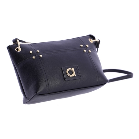 BOLSO NEGRO BANDOLERA TACHUELAS DORADAS AMICHI OQI5328