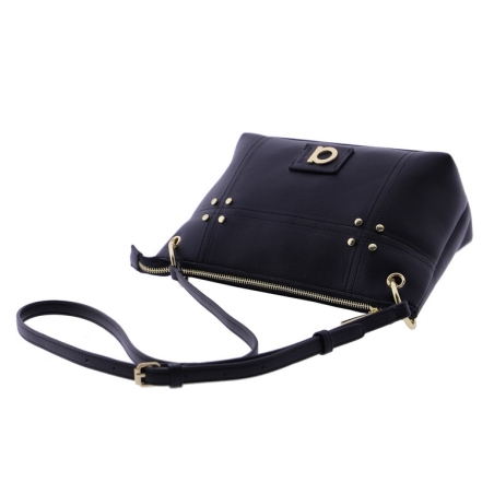 BOLSO NEGRO BANDOLERA TACHUELAS DORADAS AMICHI OQI5328