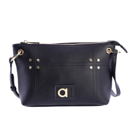 BOLSO NEGRO BANDOLERA TACHUELAS DORADAS AMICHI OQI5328
