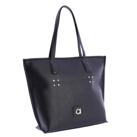 BOLSO NEGRO SHOPPER TACHUELAS DORADAS AMICHI OQI5329