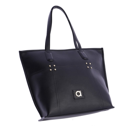BOLSO NEGRO SHOPPER TACHUELAS DORADAS AMICHI OQI5329