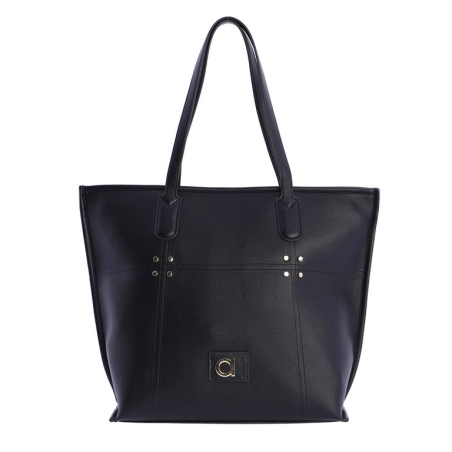BOLSO NEGRO SHOPPER TACHUELAS DORADAS AMICHI OQI5329