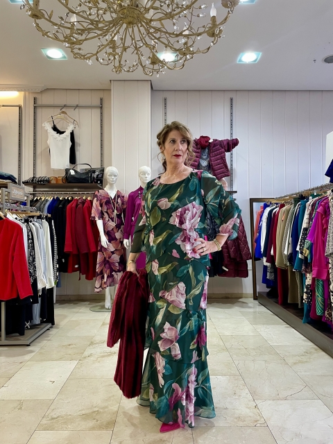 VESTIDO CAPAS LARGO ESTAMPADO CORA