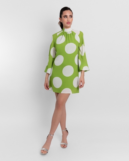 VESTIDO CORTO LUNARES MANGA LARGA MONCHO HEREDIA 10336