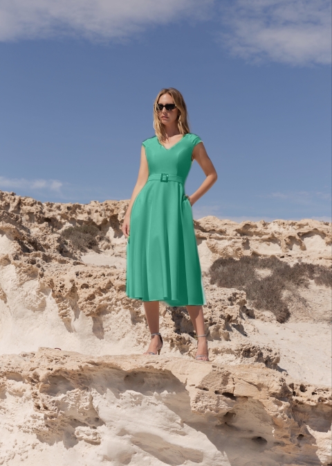 VESTIDO MIDI TIRANTE MONCHO HEREDIA 100021