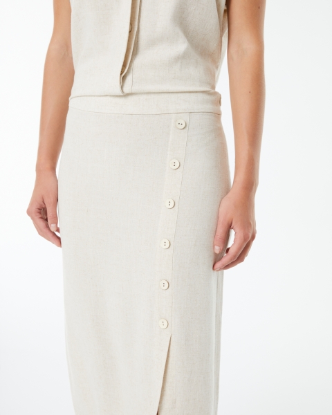 FALDA LINO BOTONES MIDI PAZ TORRAS 10348 2