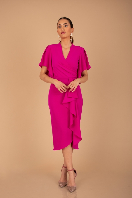 VESTIDO LISO MIDI MANGA CAPA CRUZADO 8455