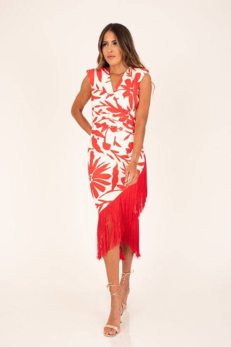 VESTIDO MIDI ESTAMPADO FLECOS 8468