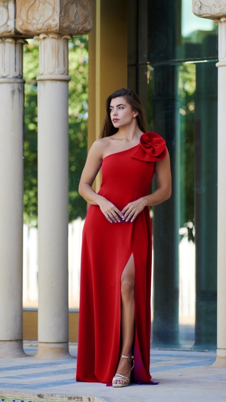 VESTIDO LARGOA UN TIRANTE FLOR 7817