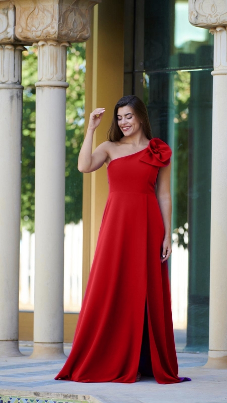 VESTIDO LARGOA UN TIRANTE FLOR 7817