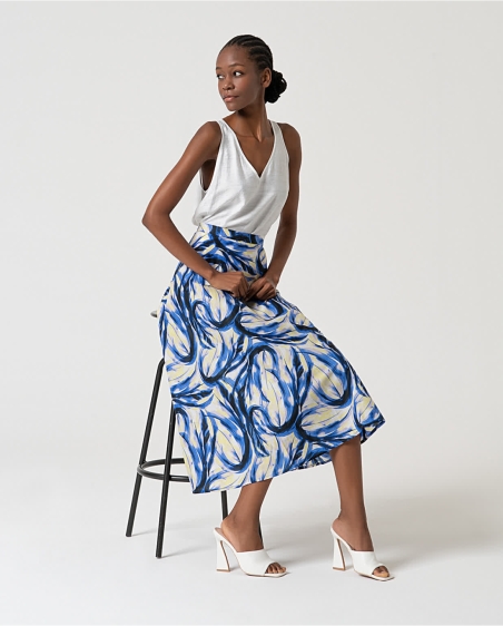 FALDA ESTAMPADA MIDI VUELO SURKANA 525MAPO625