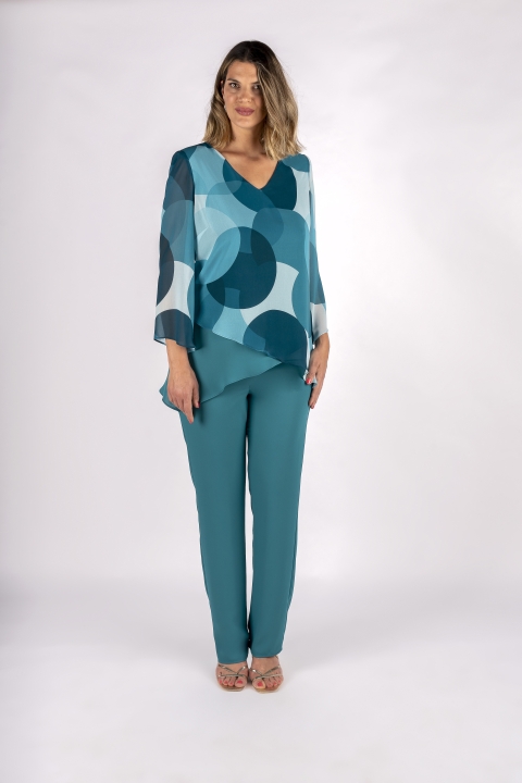 CONJUNTO PANTALON ESTAMPADO CIRCULOS EVASSE 29006