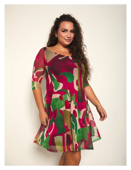 VESTIDO M/C TUL ESTMP