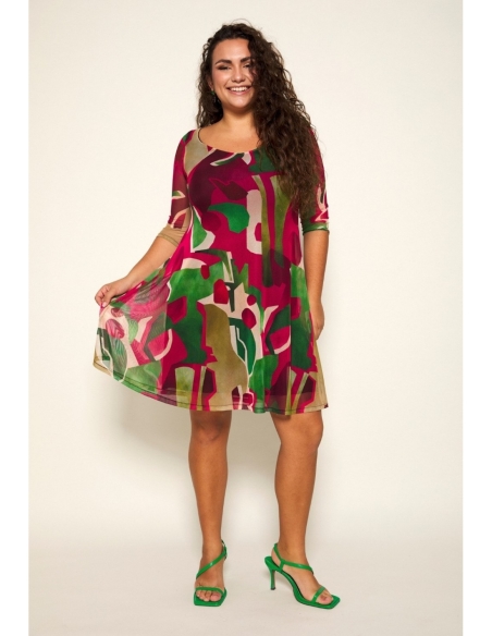 VESTIDO M/C TUL ESTMP